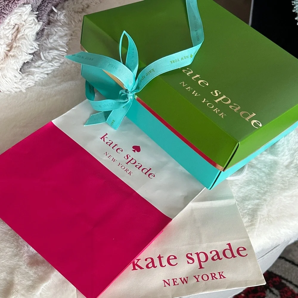 Kate Spade Green/Blue Gift Box with Blue Ribbon